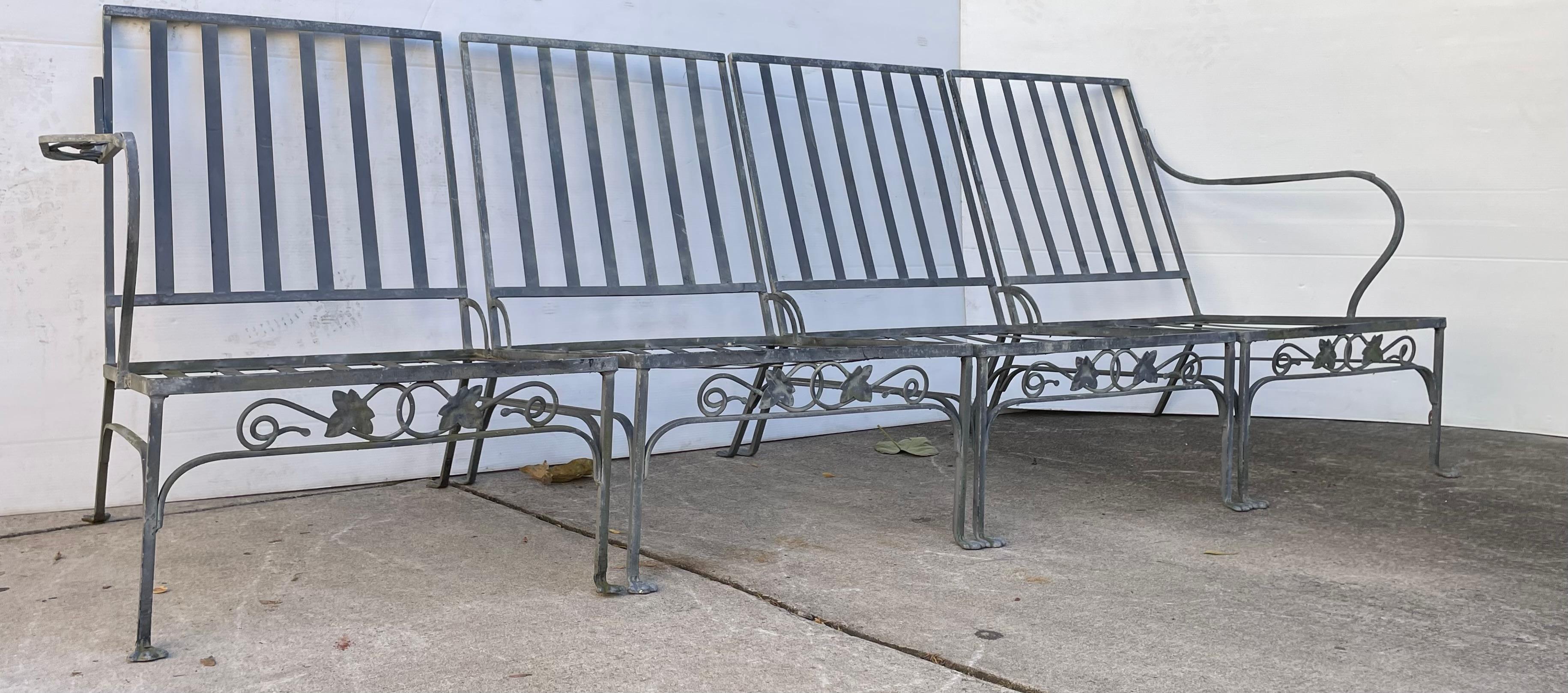 Vintage Salterini Ivy Leaf Iron Modular Couch & Table For Sale 2