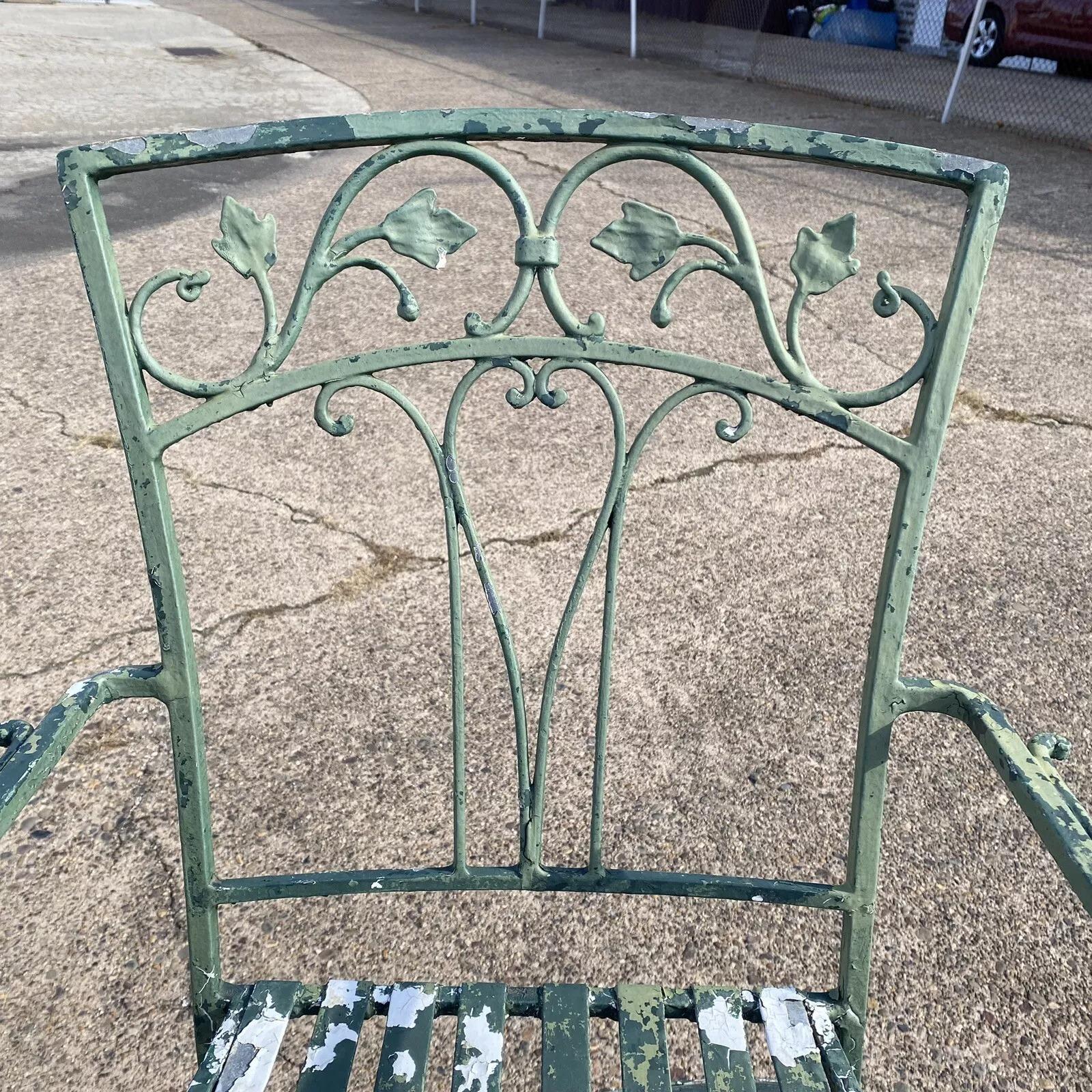 Inconnu Ensemble de salle à manger de jardin de patio et de table ovale en verre Salterini Leaf Vine - 5 pièces en vente