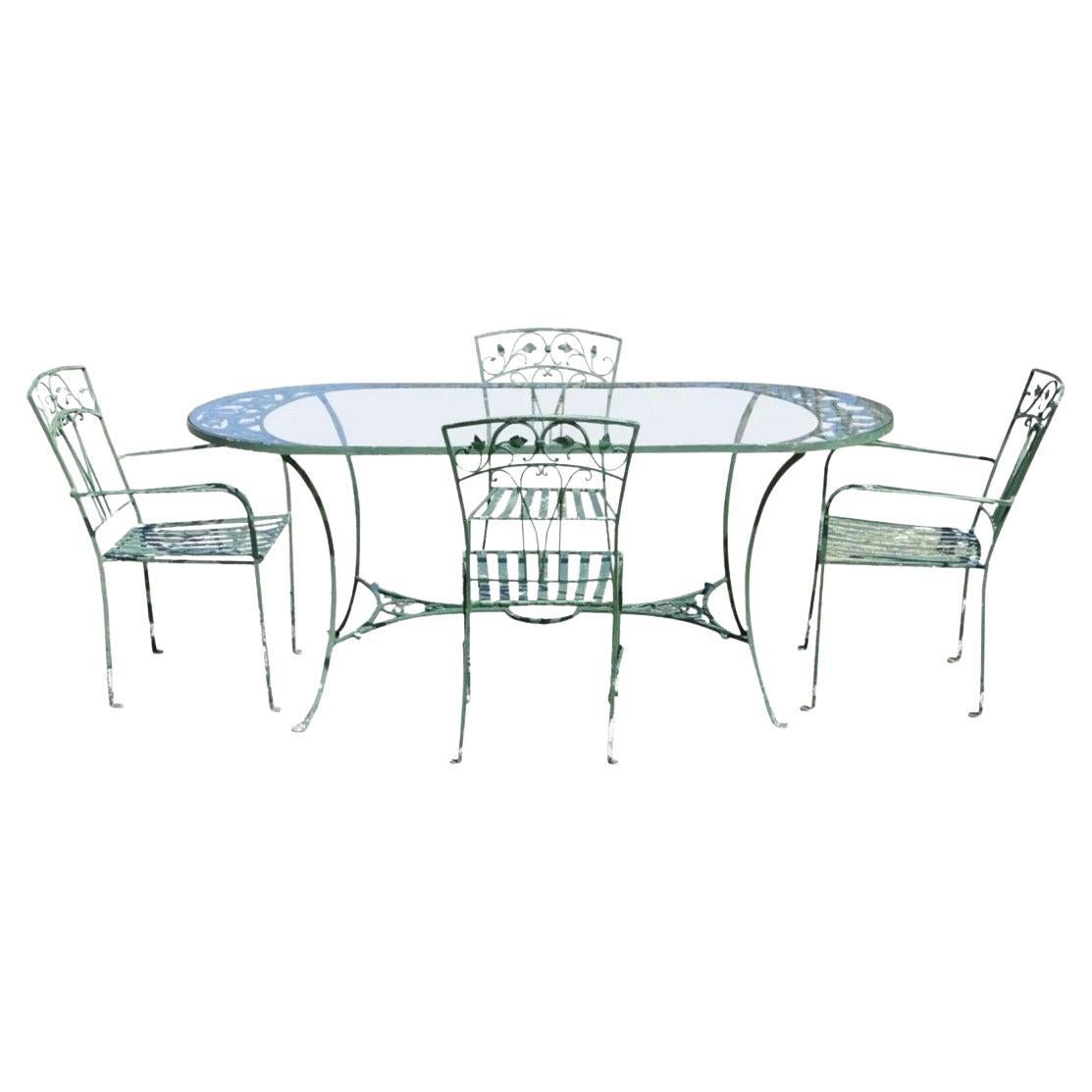 Ensemble de salle à manger de jardin de patio et de table ovale en verre Salterini Leaf Vine - 5 pièces