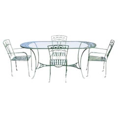 Vintage Salterini Leaf Vine Patio Garden Dining Set Glass Oval Table - 5 Pc Set