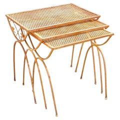 Vintage Salterini Mid Century Modern Tavolini in ferro battuto - Set di 3