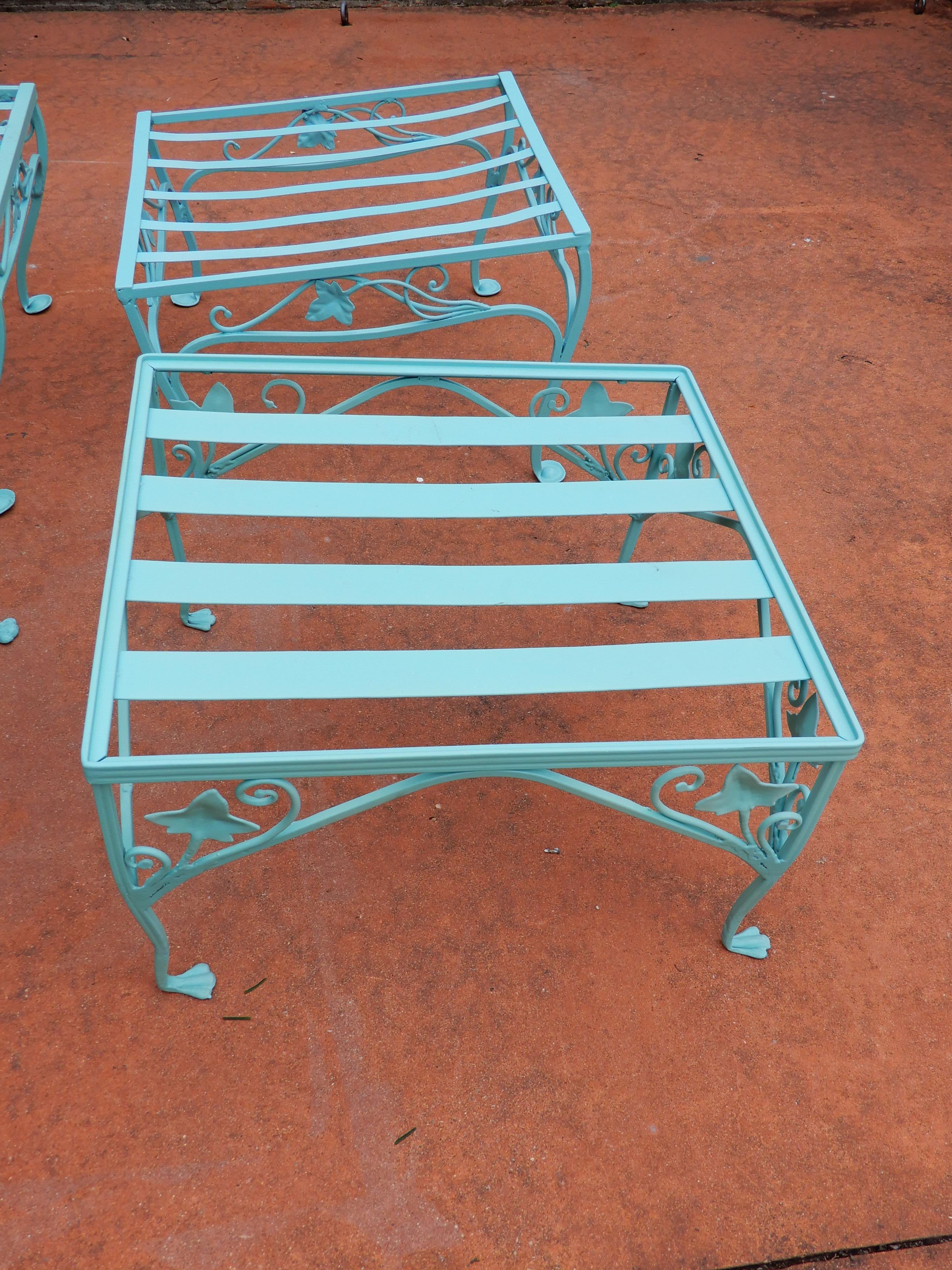 Wrought Iron Vintage Salterini Pair Chaise Lounges For Sale