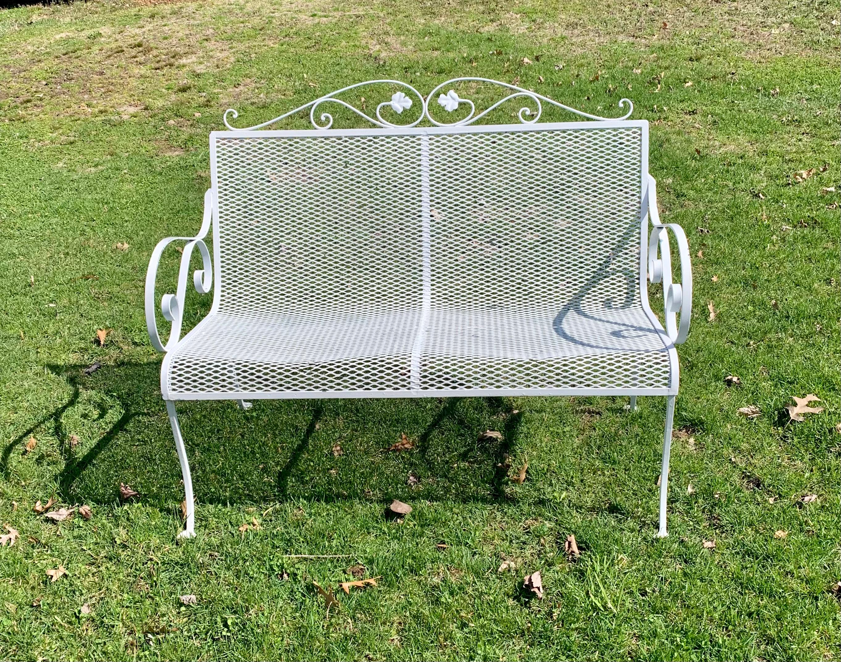 Vintage Salterini Settee Bench

Beautiful piece for the garden, terrace, or patio.

Scrolled arms

Mesh seating 

Complimentary shipping along east coast. West shipping available.