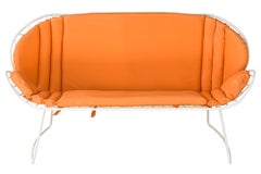 Vintage Salterini Style White Painted Iron Patio Furniture Set of Four PIeces