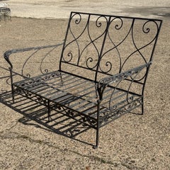 Vintage Salterini Style Wrought Iron Settee Loveseat by Florentine Craft Studio