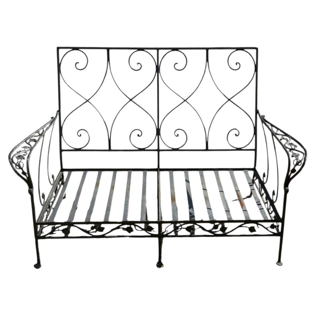Sillón Loveseat de hierro forjado estilo Salterini vintage de Florentine Craft Studio
