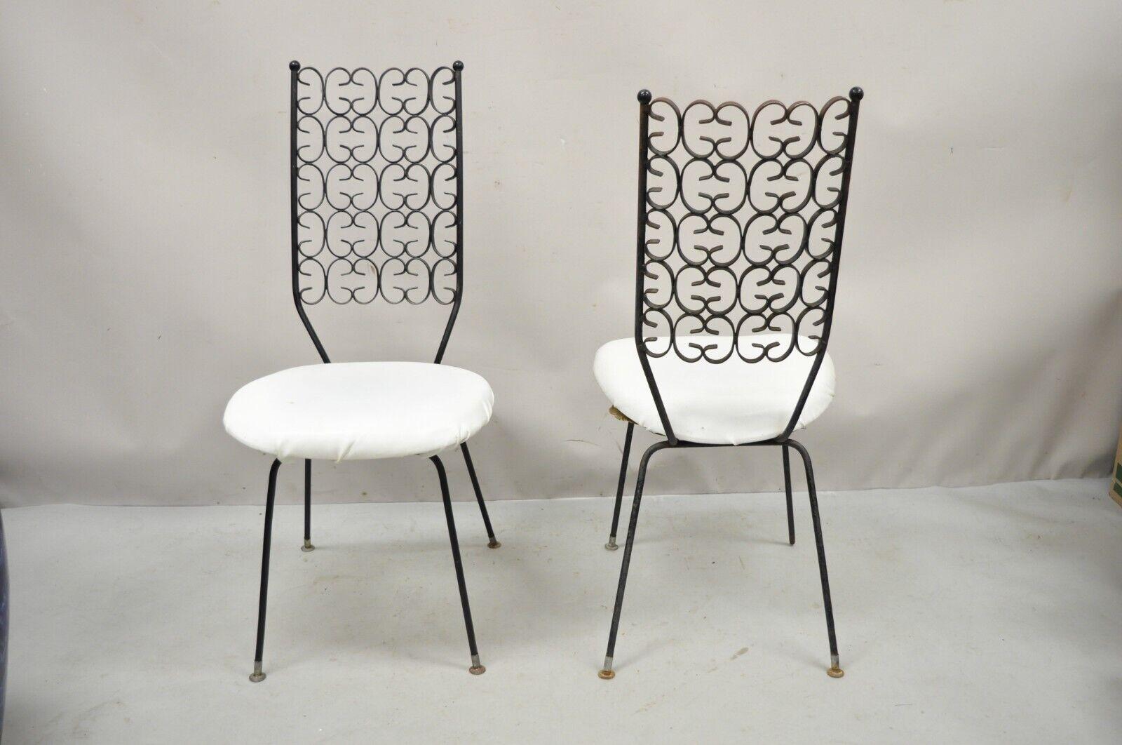 Vintage Salterini Umanoff Style Iron Scroll Dining Side Chairs - a Pair For Sale 7