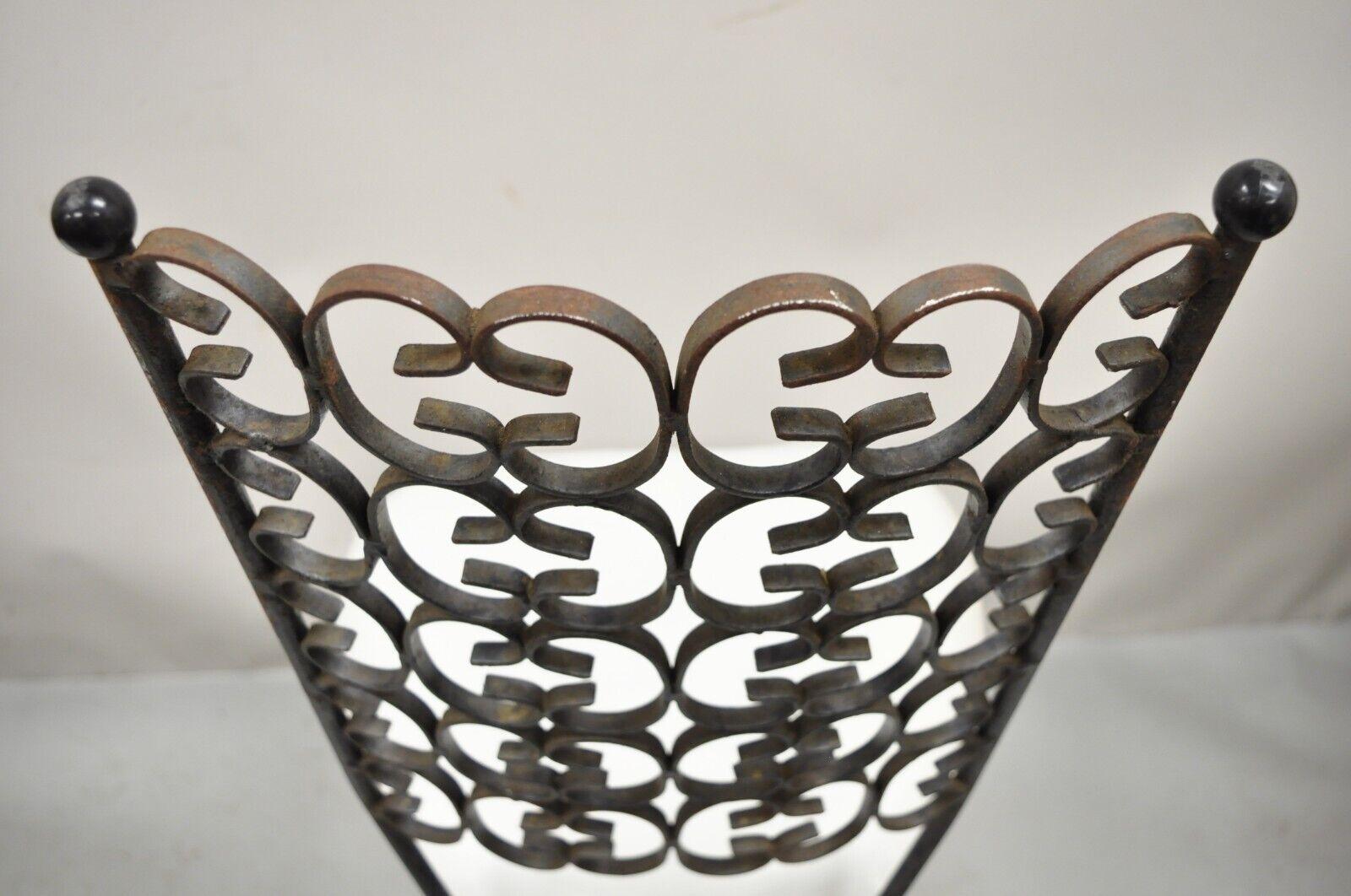 Vintage Salterini Umanoff Style Iron Scroll Dining Side Chairs - a Pair For Sale 1