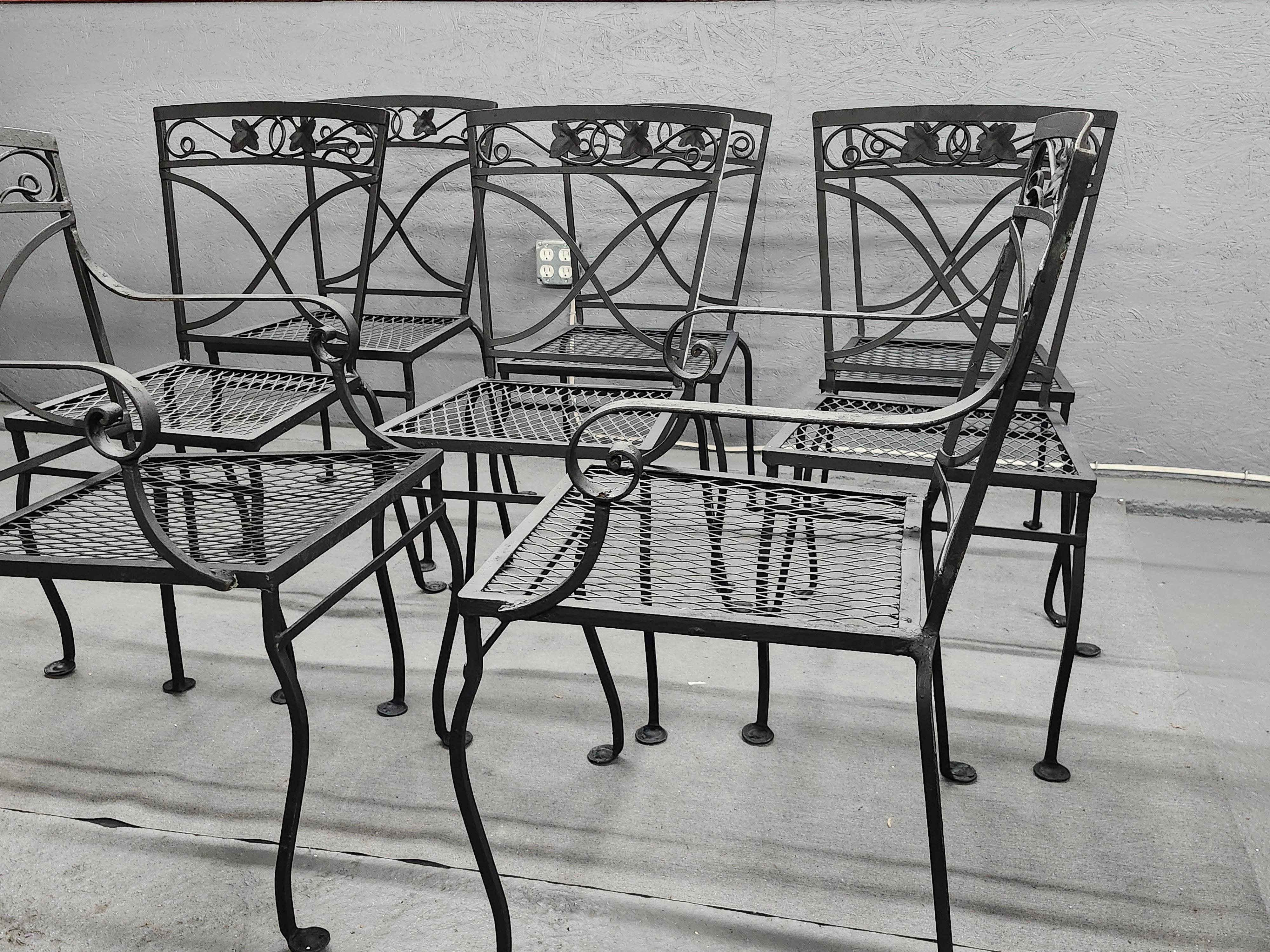 Ensemble de 8 chaises vintage Salterini en fer forgé  en vente 5