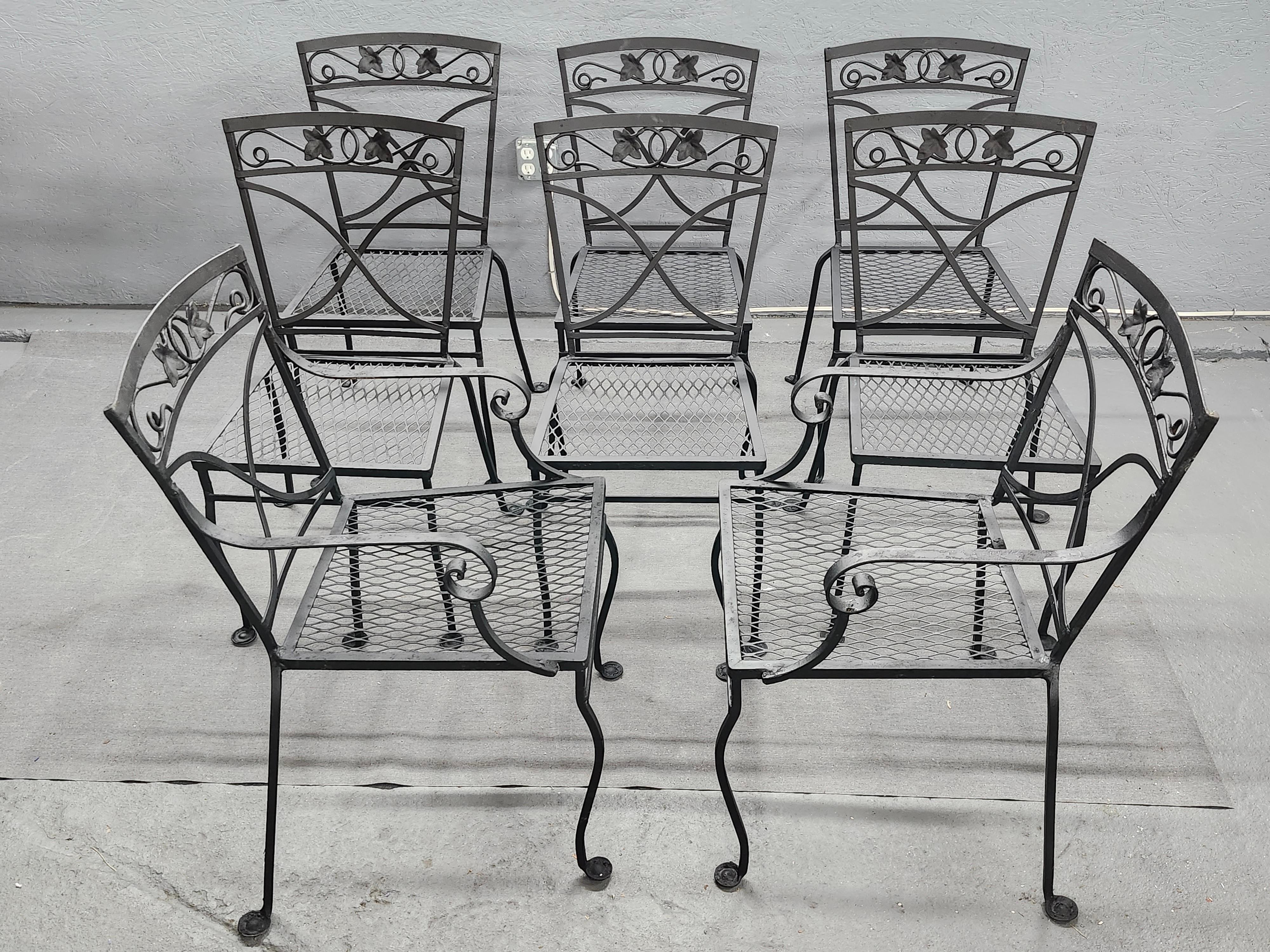 Vintage Salterini Wrought Iron Chairs Set of 8  For Sale 7