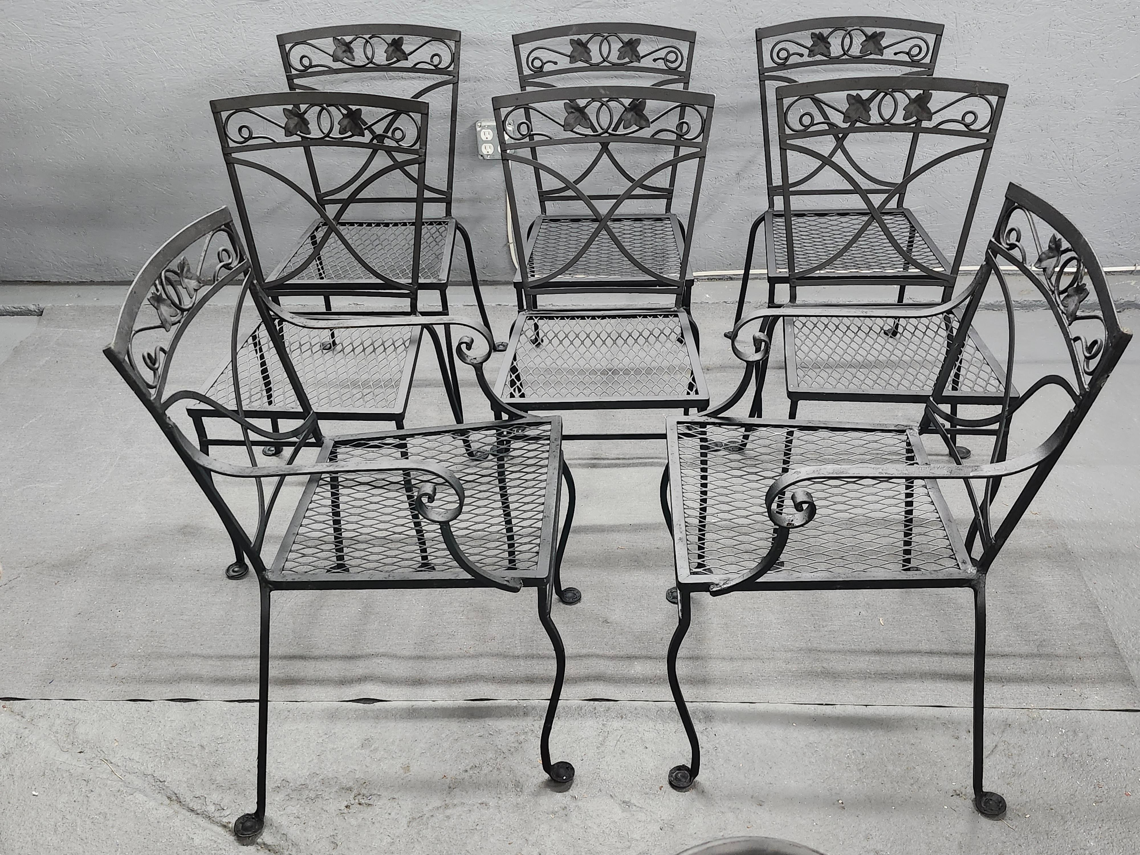 Ensemble de 8 chaises vintage Salterini en fer forgé  en vente 13
