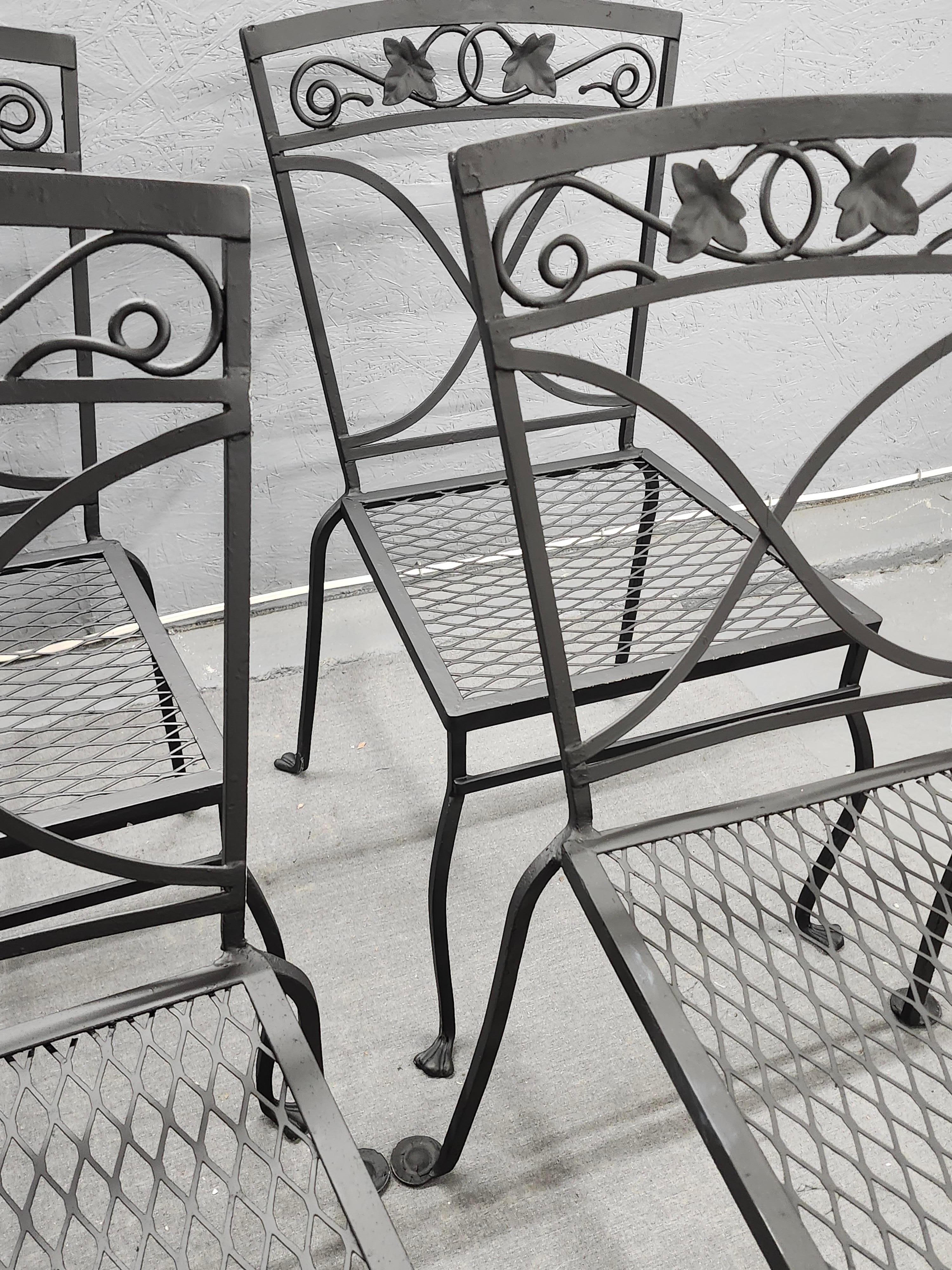 Neoclassical Vintage Salterini Wrought Iron Chairs Set of 8  For Sale