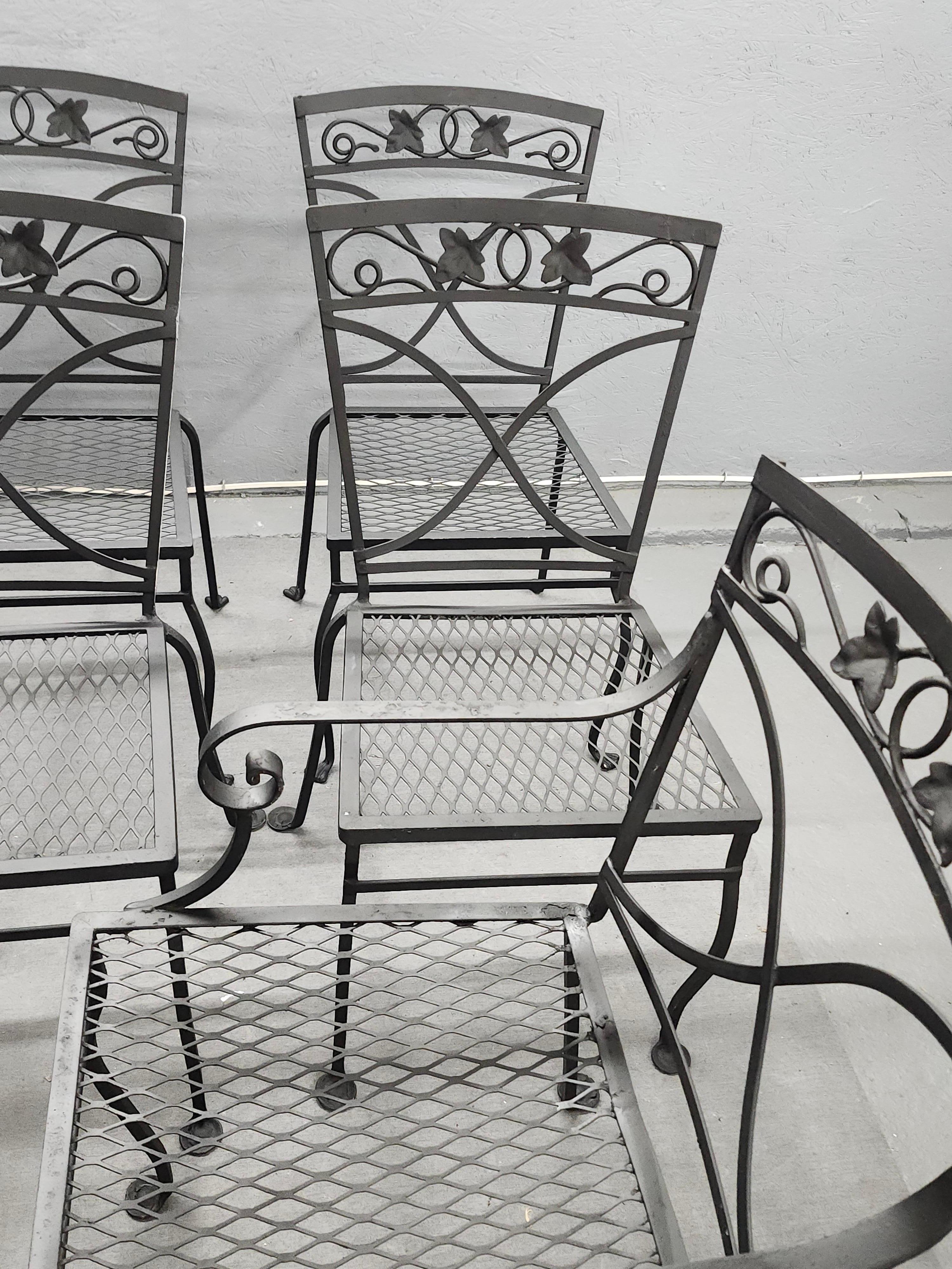 Ensemble de 8 chaises vintage Salterini en fer forgé  en vente 2