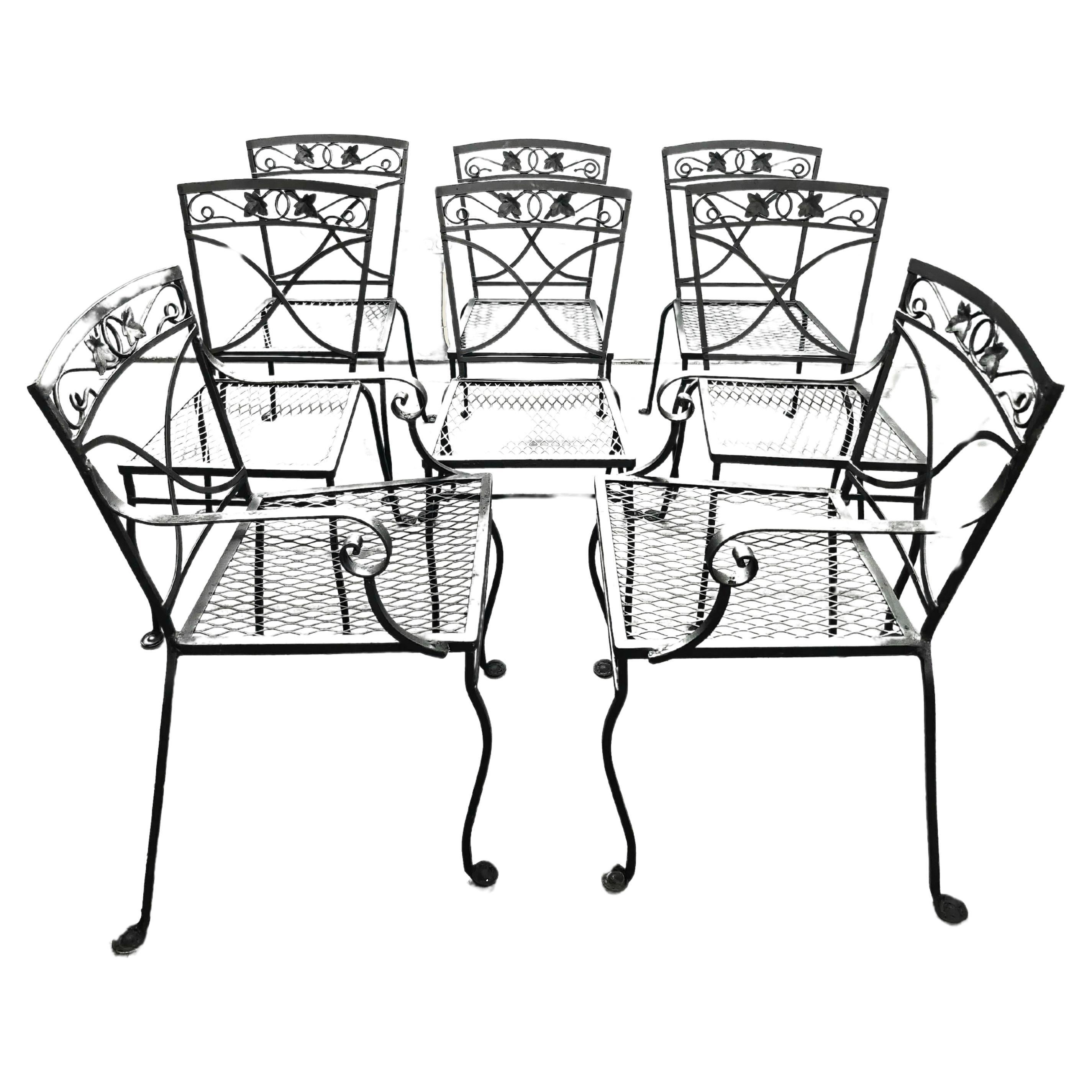 Vintage Salterini Wrought Iron Chairs Set of 8  For Sale