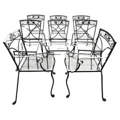 Antique Salterini Wrought Iron Chairs Set of 8 