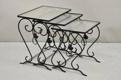 Vintage Salterini Wrought Iron Maple Leaf Garden Nesting Side Tables - Set of 3