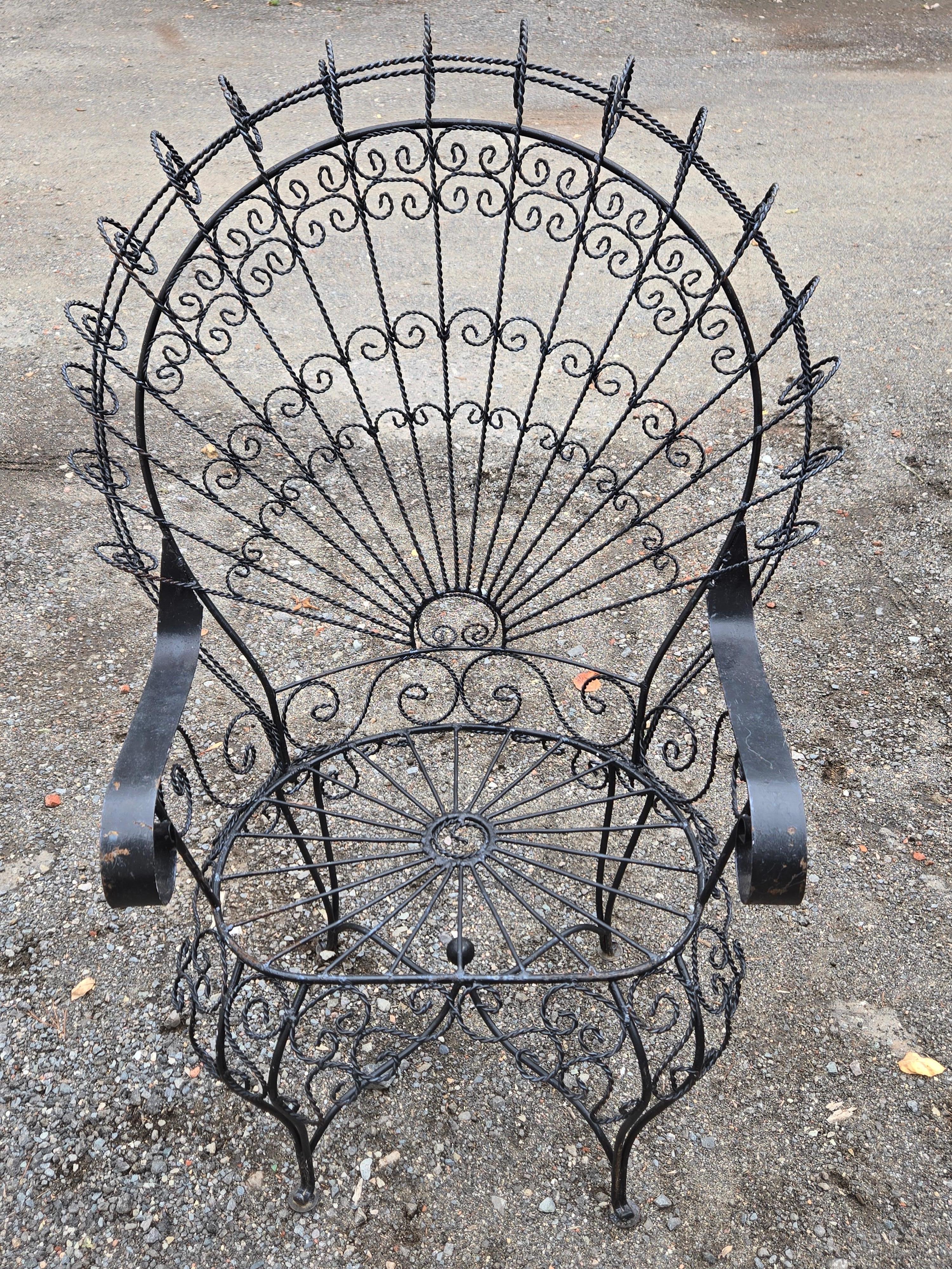 Early Victorian Vintage Salterini Wrought Iron Outdoor Patio Furniture For Sale