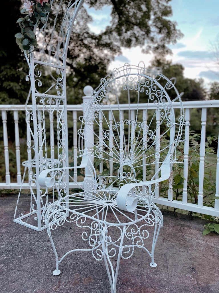 Vintage Salterini Wrought Iron Outdoor Set Arch Cart 3 Piece Set For