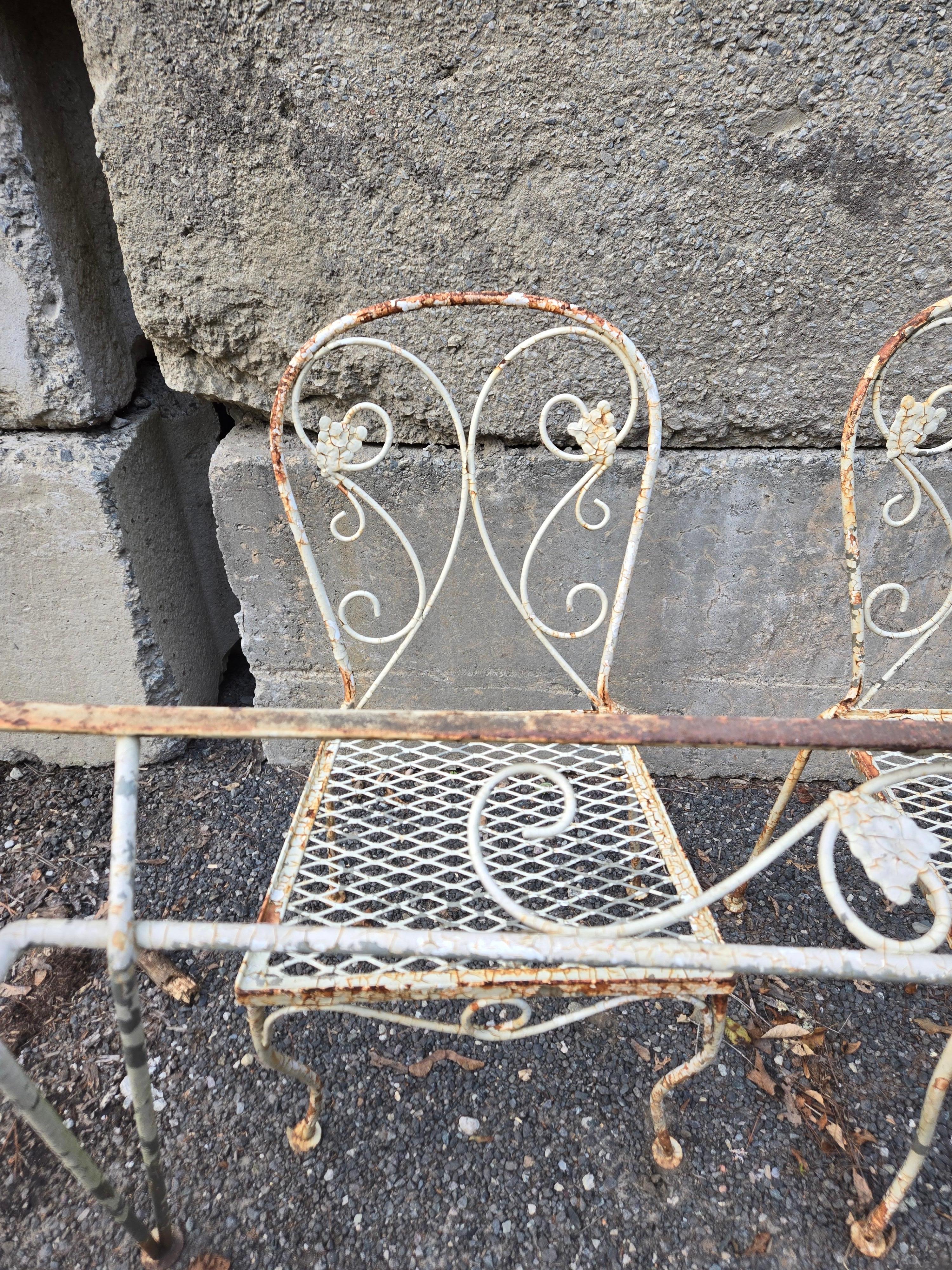 Mid-Century Modern Vintage Salterini Wrought Iron Patio Dining Set 7 Piece For Sale