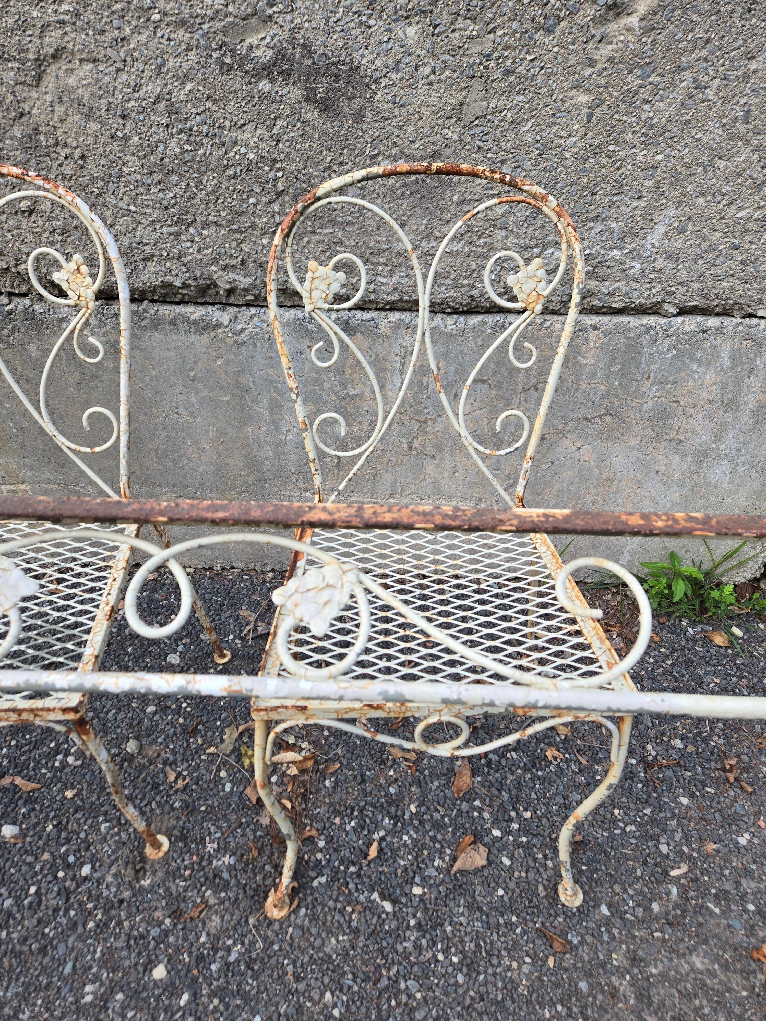 Italian Vintage Salterini Wrought Iron Patio Dining Set 7 Piece For Sale