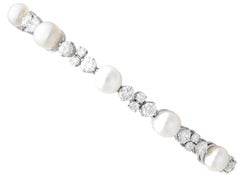 Vintage Saltwater Pearl 1.90 Carat Diamond, 18k White Gold Bracelet Circa 1960