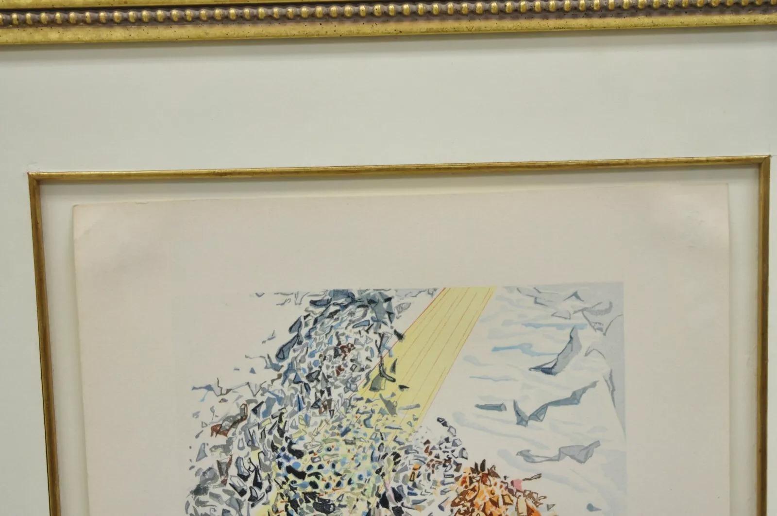 Sconosciuto Vintage Salvador Dalì Divina Commedia La polvere delle anime Stampa xilografica con cornice in vendita