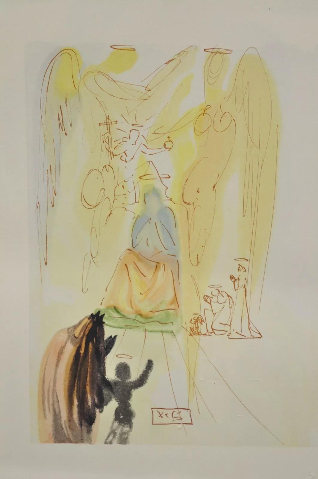 Vintage Salvador Dalí Divina Comedia El Triunfo de Cristo y la Virgen Enmarcado Moderno de mediados de siglo en venta