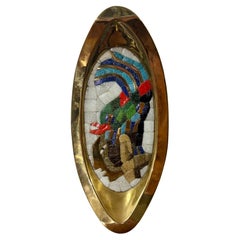 Vintage Salvador Teran Brass and Mosaic Glass Moctezuma Tray