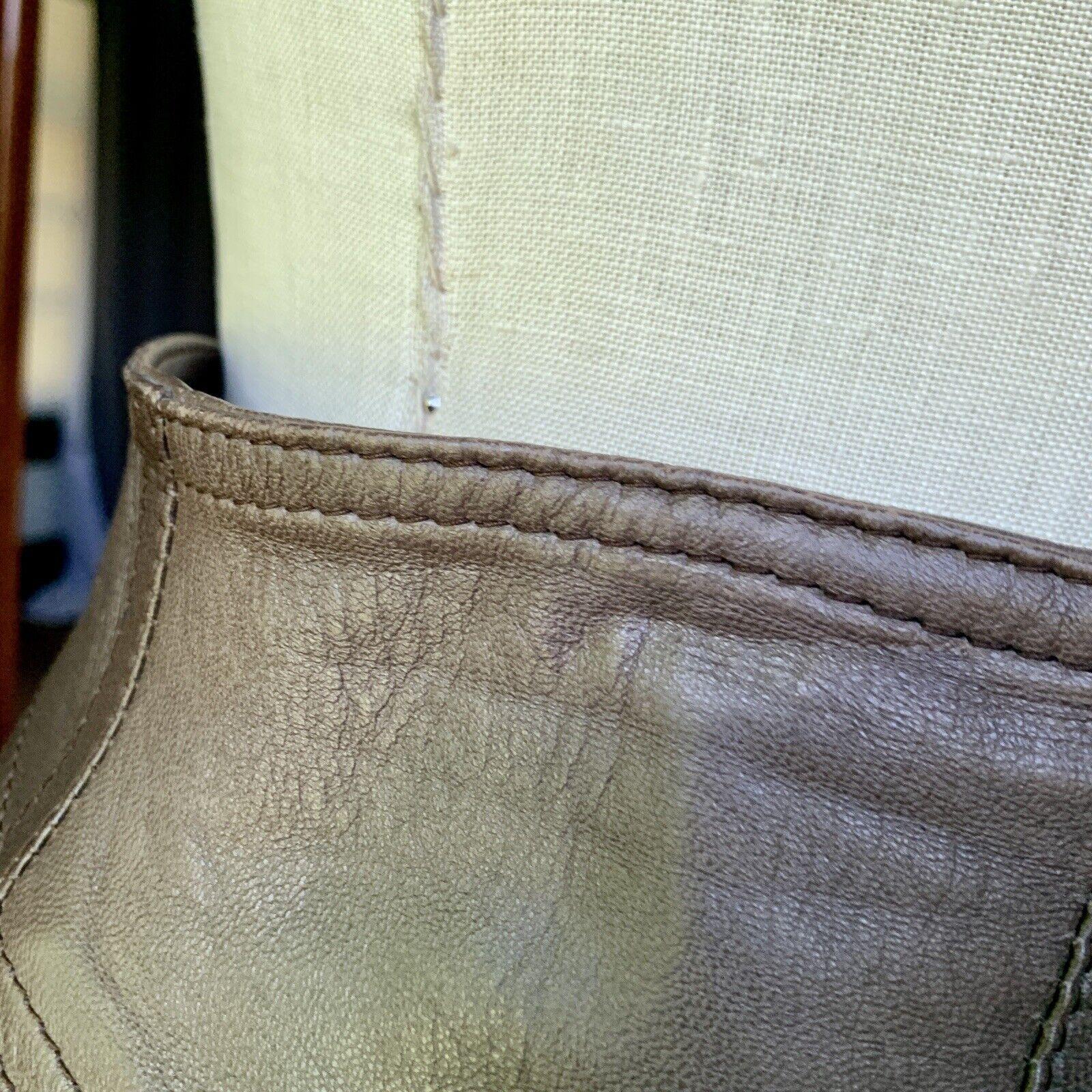 Vintage SALVATORE FERRAGAMO 70s 80s Brown Leather Skirt ITALY 10 For Sale 7