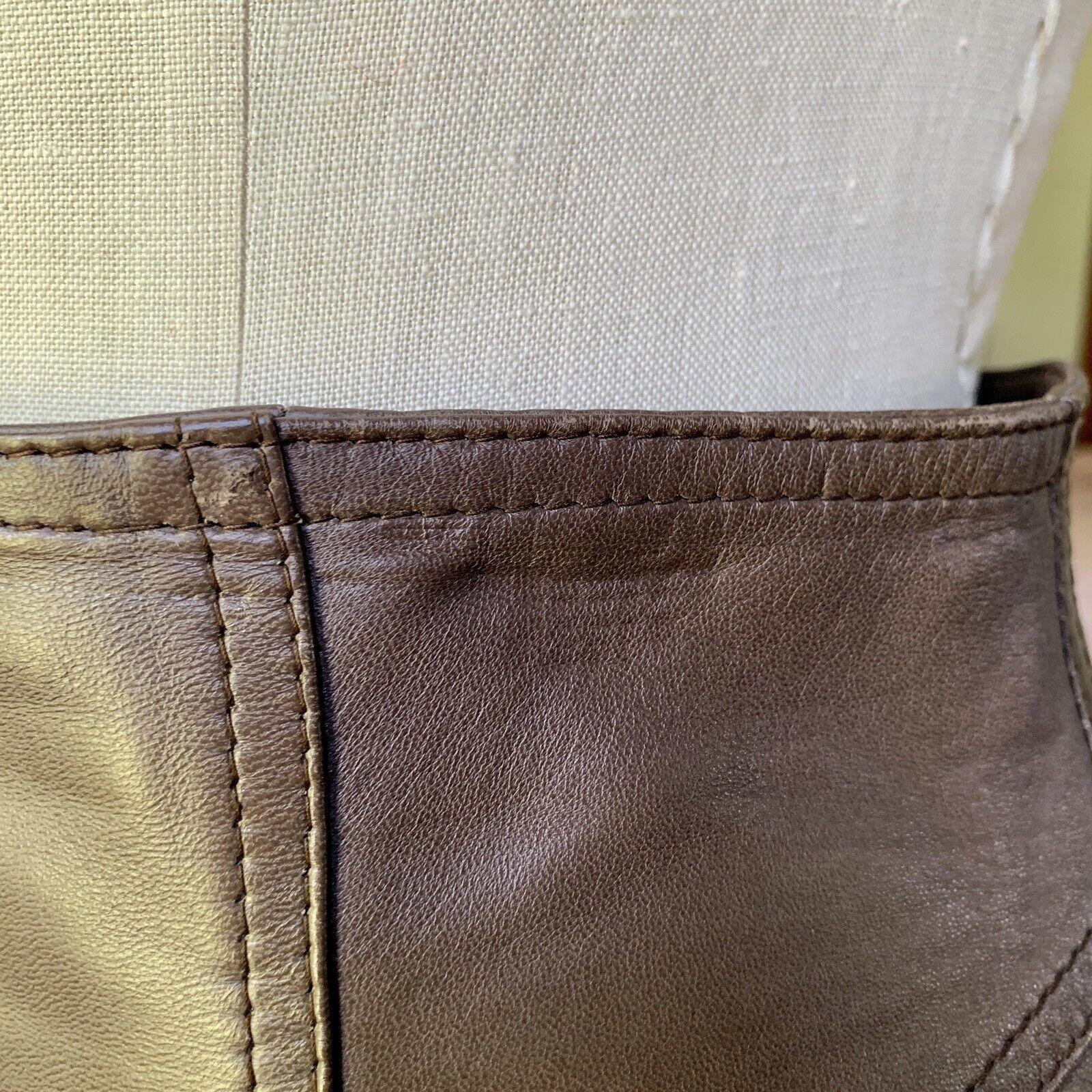 Vintage SALVATORE FERRAGAMO 70s 80s Brown Leather Skirt ITALY 10 For Sale 8