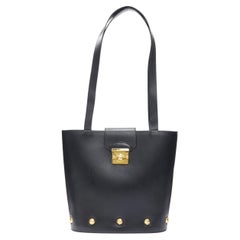 vintage SALVATORE FERRAGAMO borsa a spalla con chiusura a borchie tonde in oro nero