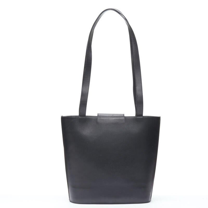 Women's vintage SALVATORE FERRAGAMO black smooth leather gold clasp lock shoulder bag