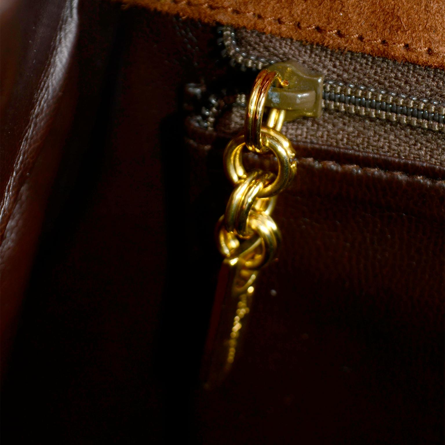 Vintage Salvatore Ferragamo Brown Suede Handbag W Shoulder Bag Strap 5