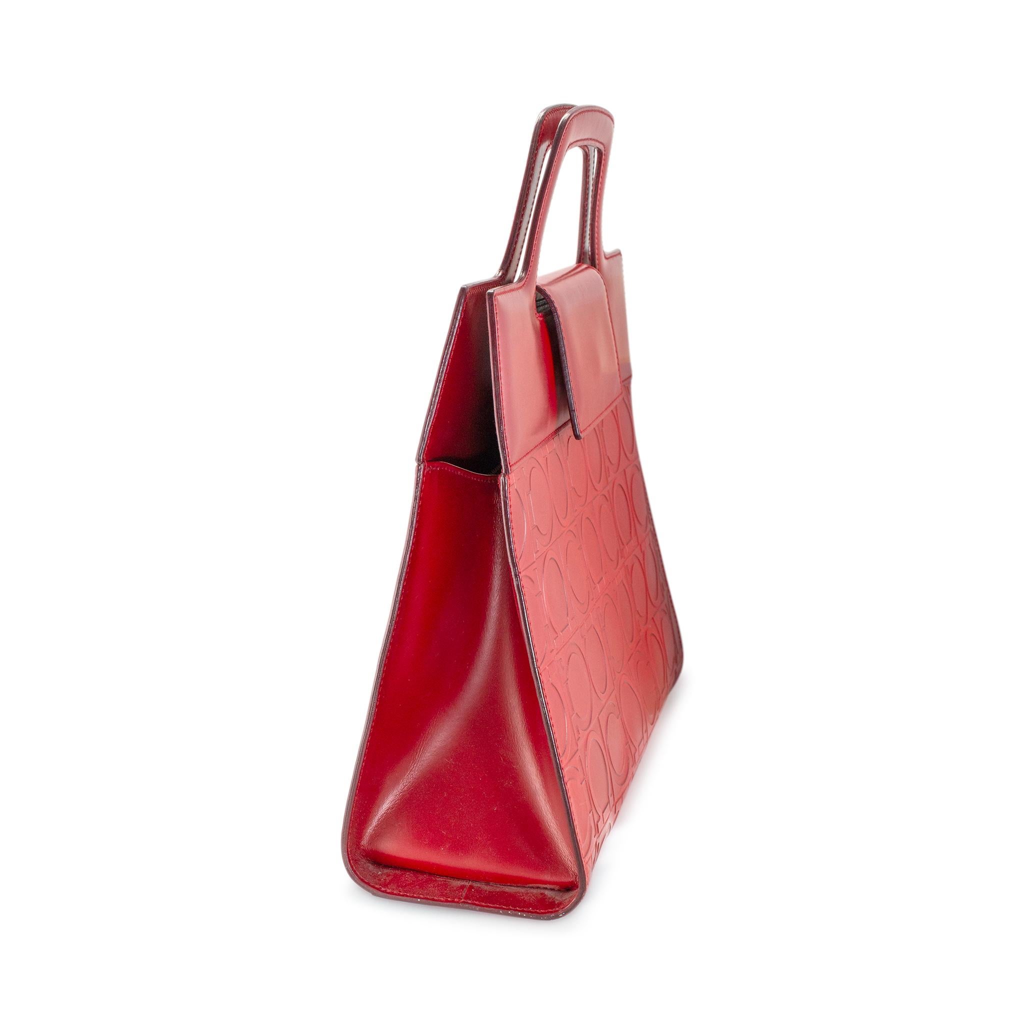 Vintage Salvatore Ferragamo Gancini Bw-21 1858 Rot Leder Top Handle Handtasche Damen im Angebot