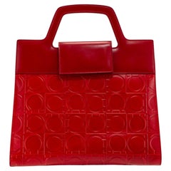 Vintage Salvatore Ferragamo Gancini Bw-21 1858 Rouge Cuir Top Handle Handle