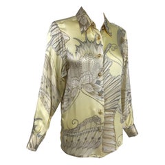 Vintage Salvatore Ferragamo Iconic Silk Satin Butterfly Blouse 1970s