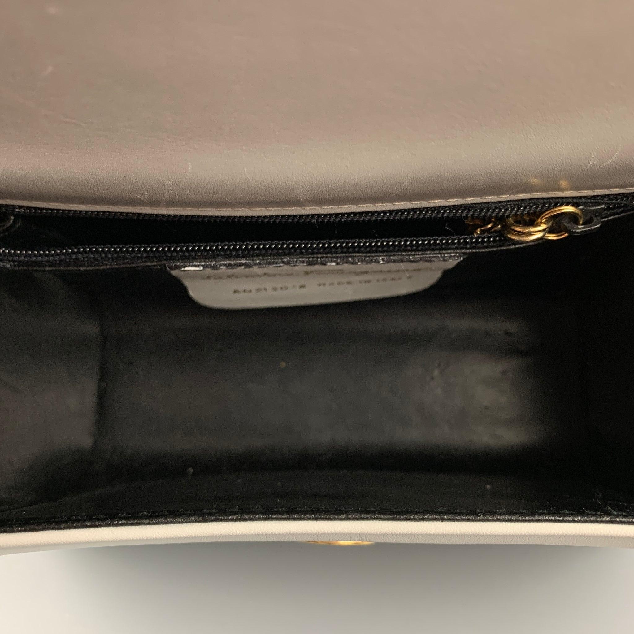 Vintage SALVATORE FERRAGAMO Light Gray Leather Gold Strap Handbag For Sale 2