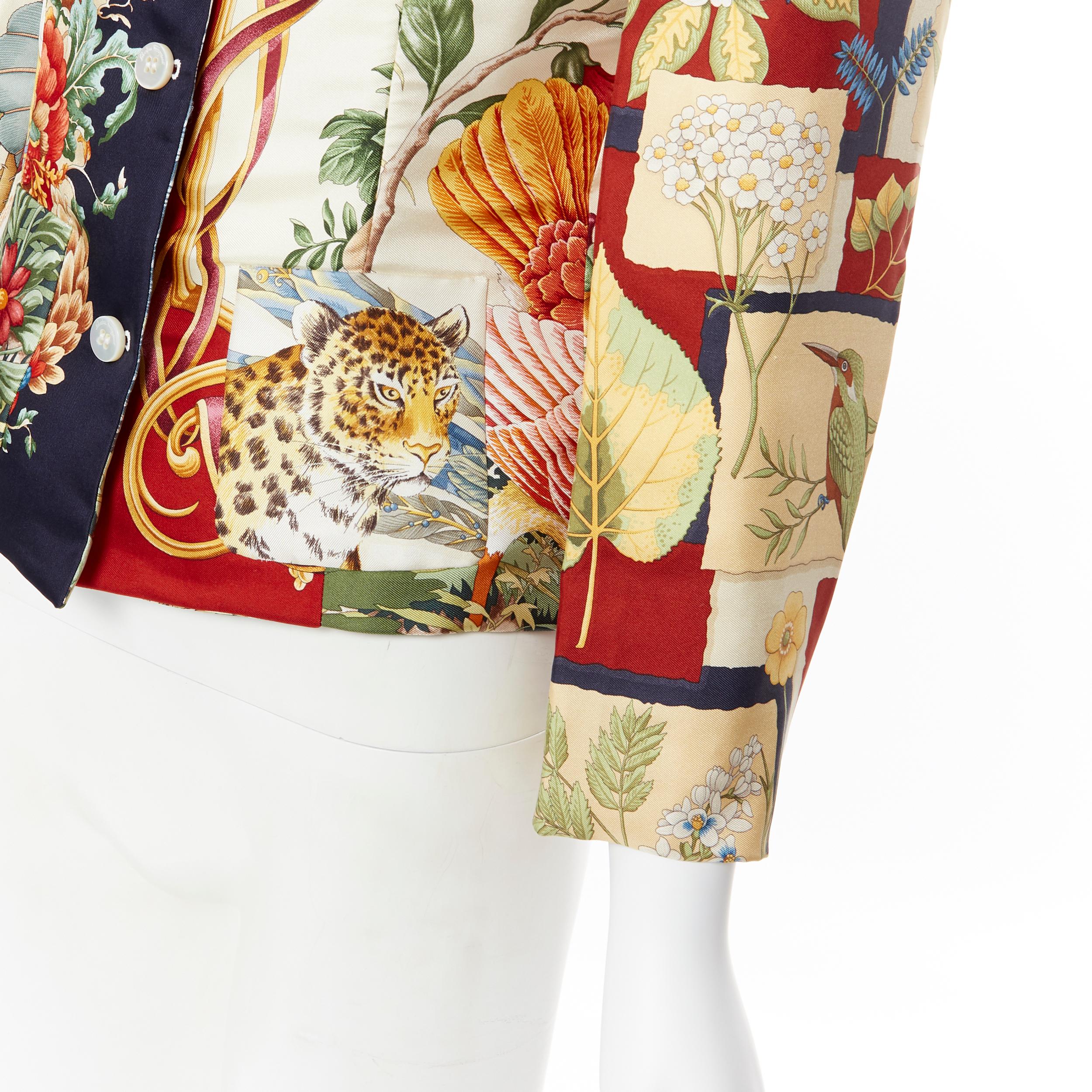 vintage SALVATORE FERRAGAMO mixed floral animal print patchwork silk jacket IT38 5