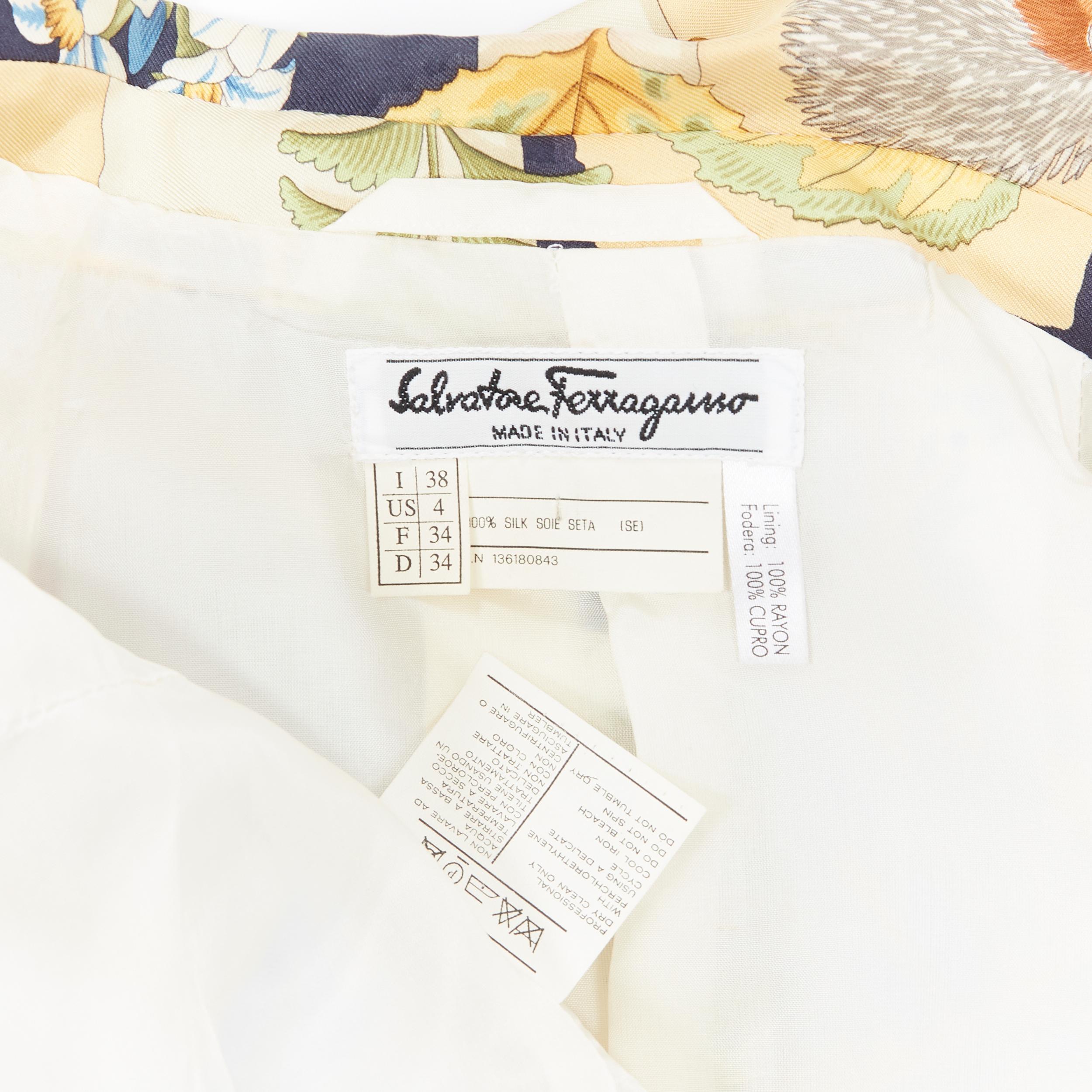 vintage SALVATORE FERRAGAMO mixed floral animal print patchwork silk jacket IT38 6