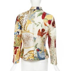 vintage SALVATORE FERRAGAMO mixed floral animal print patchwork silk jacket IT38
