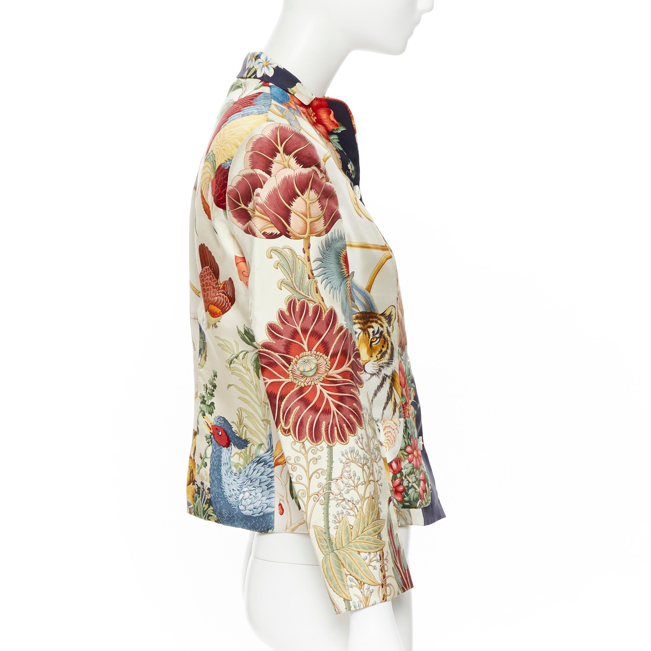 Women's vintage SALVATORE FERRAGAMO mixed floral animal print patchwork silk jacket IT38