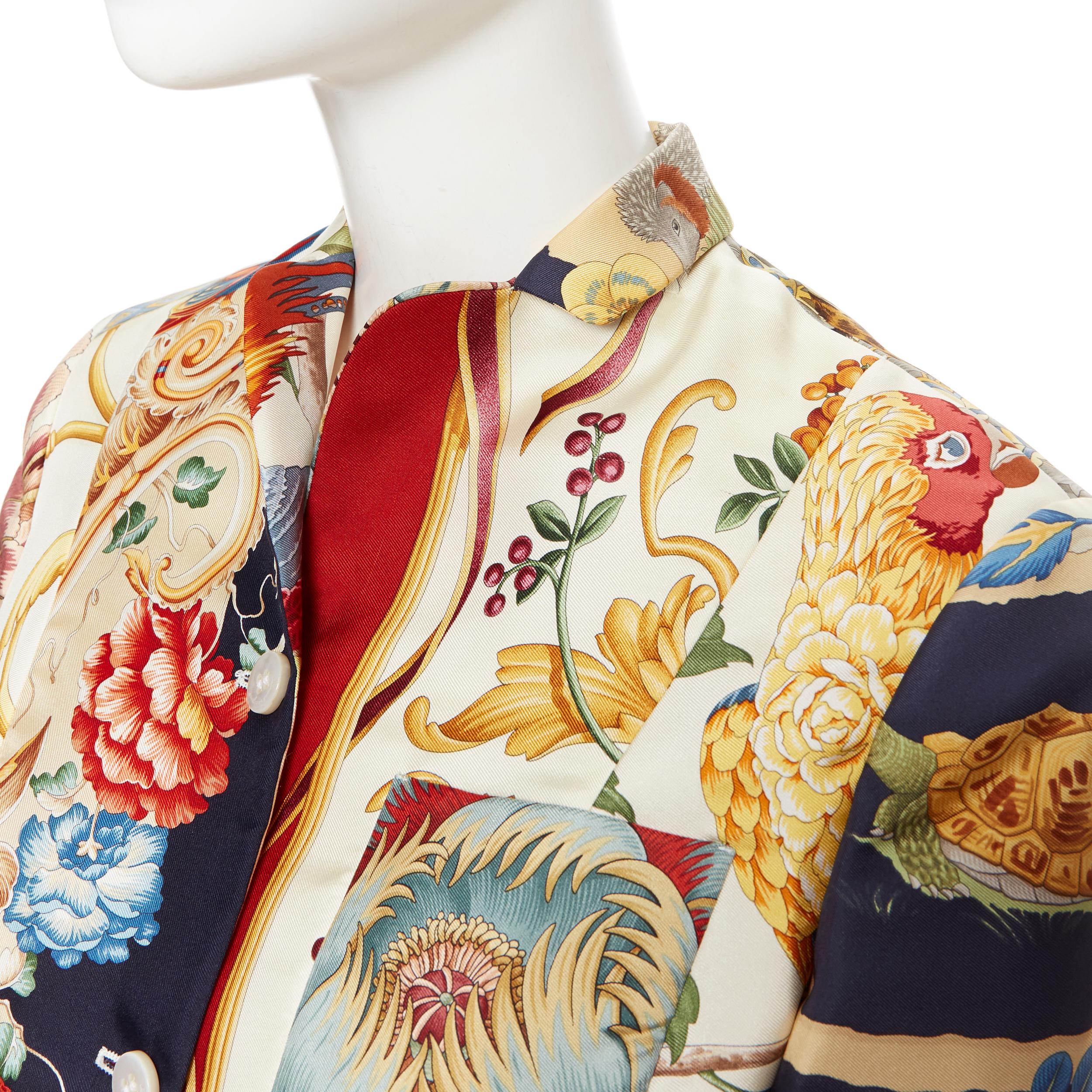 vintage SALVATORE FERRAGAMO mixed floral animal print patchwork silk jacket IT38 3