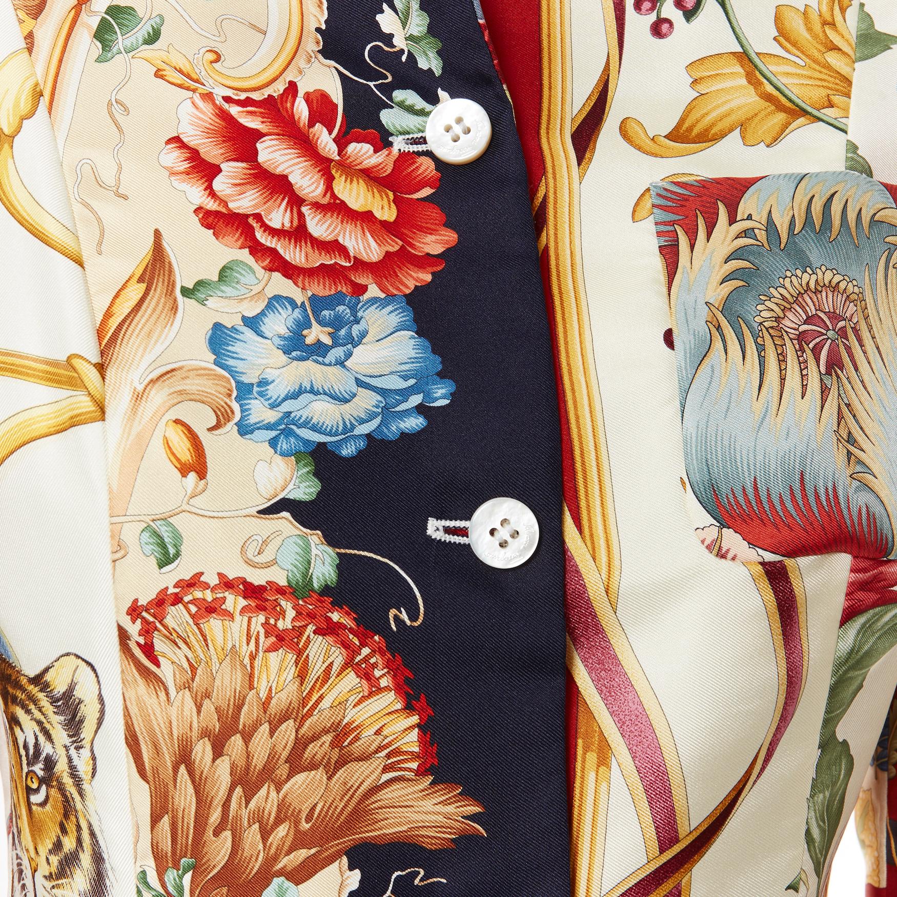 vintage SALVATORE FERRAGAMO mixed floral animal print patchwork silk jacket IT38 4