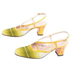 Vintage Salvatore Ferragamo Ombre Green & Yellow Slingback Shoes