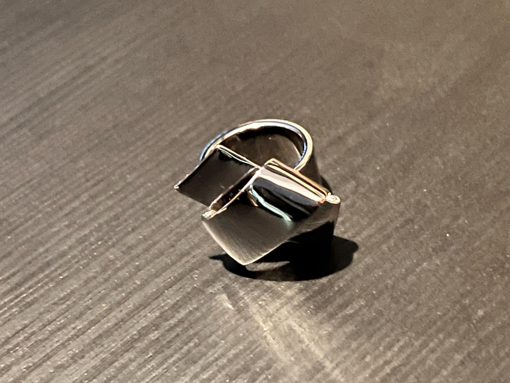 Women's or Men's Vintage Salvatore Ferragamo Silver Twist Ring