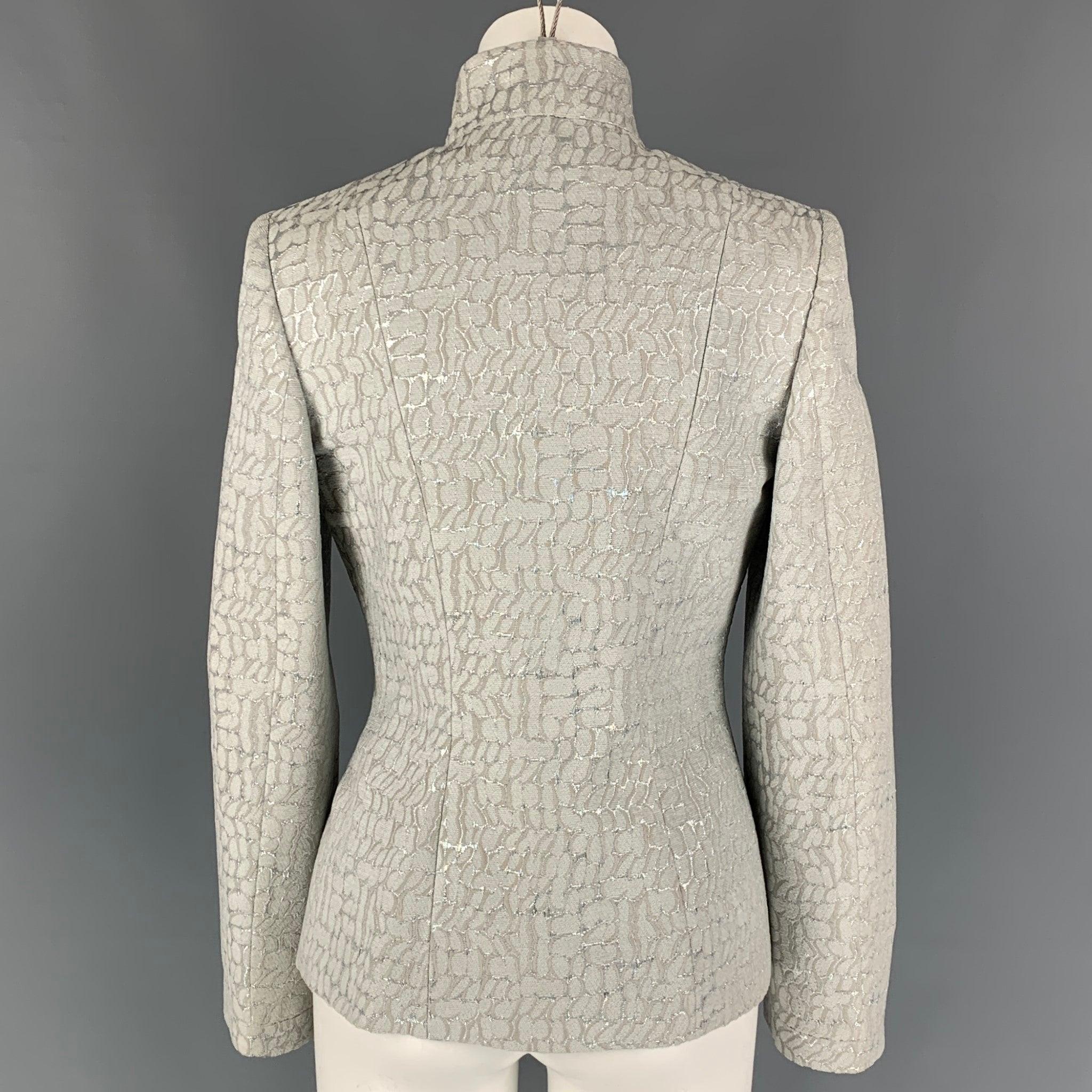 Women's Vintage SALVATORE FERRAGAMO Size 8 Grey & Silver Rayon Blend Jacket For Sale