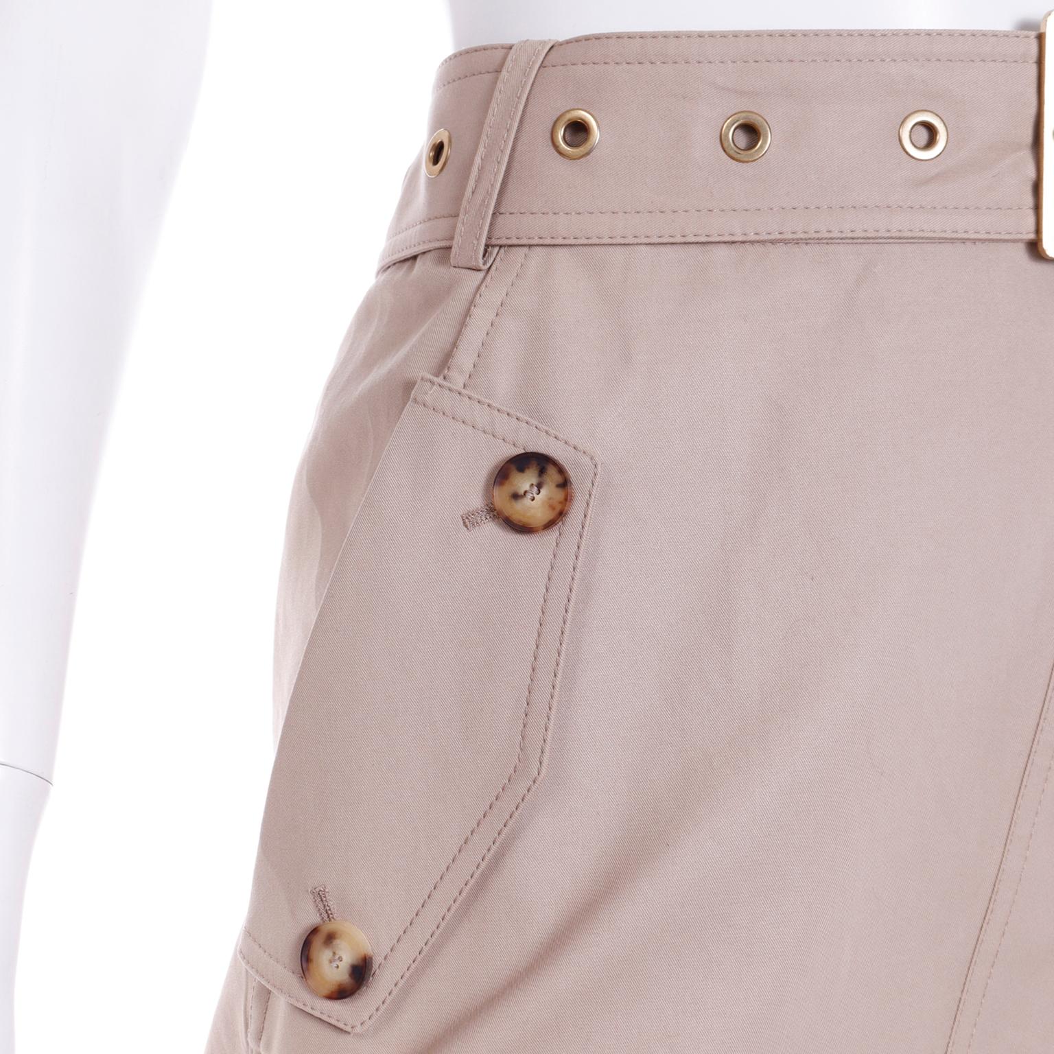 Vintage Salvatore Ferragamo Tan Jacket & Mini Skirt Suit Outfit with Belt 6