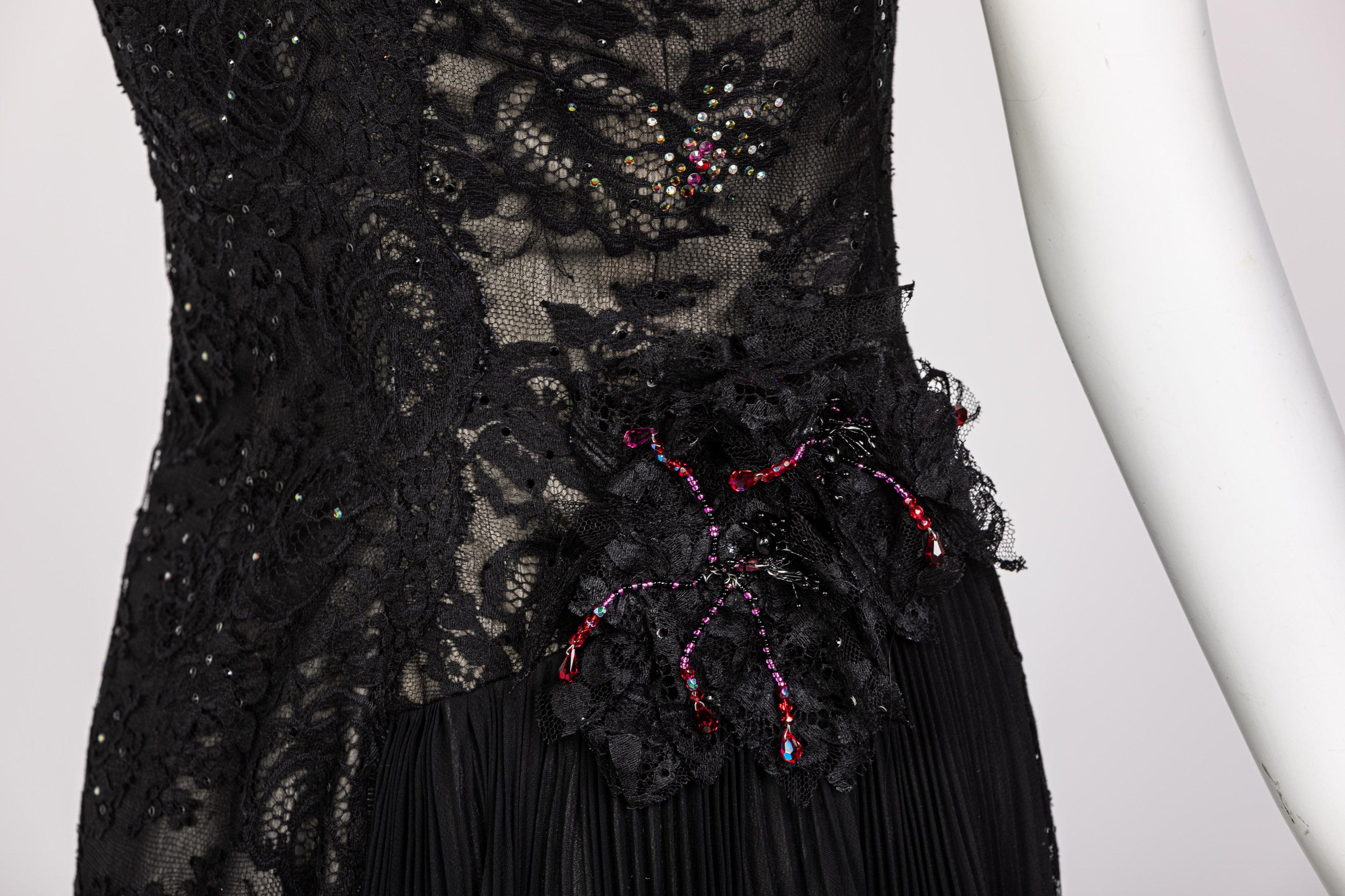 Vintage Sam Carlin Saks Fifth Avenue Black Lace Gown For Sale 3
