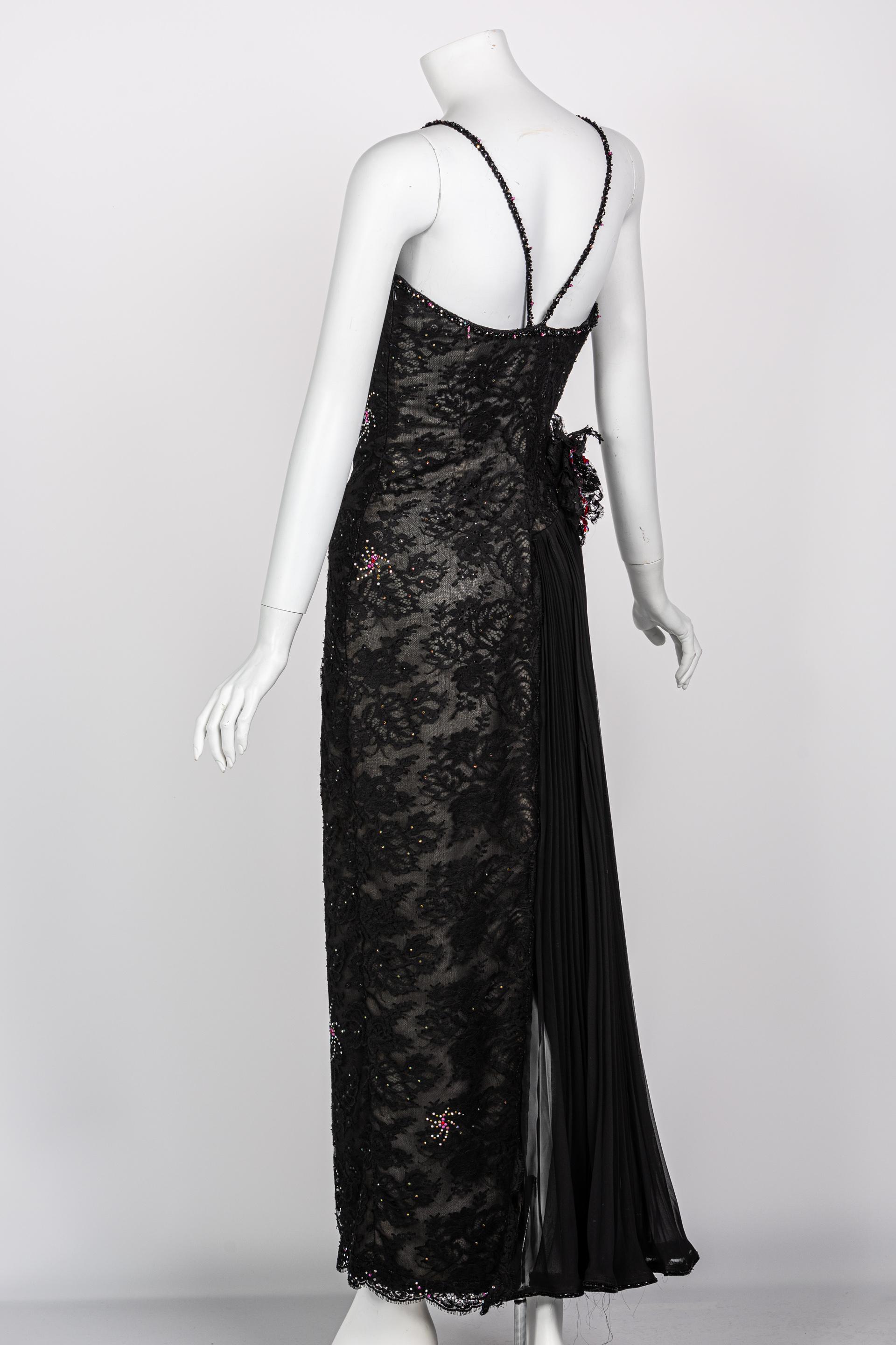 Vintage Sam Carlin Saks Fifth Avenue Black Lace Gown For Sale 4