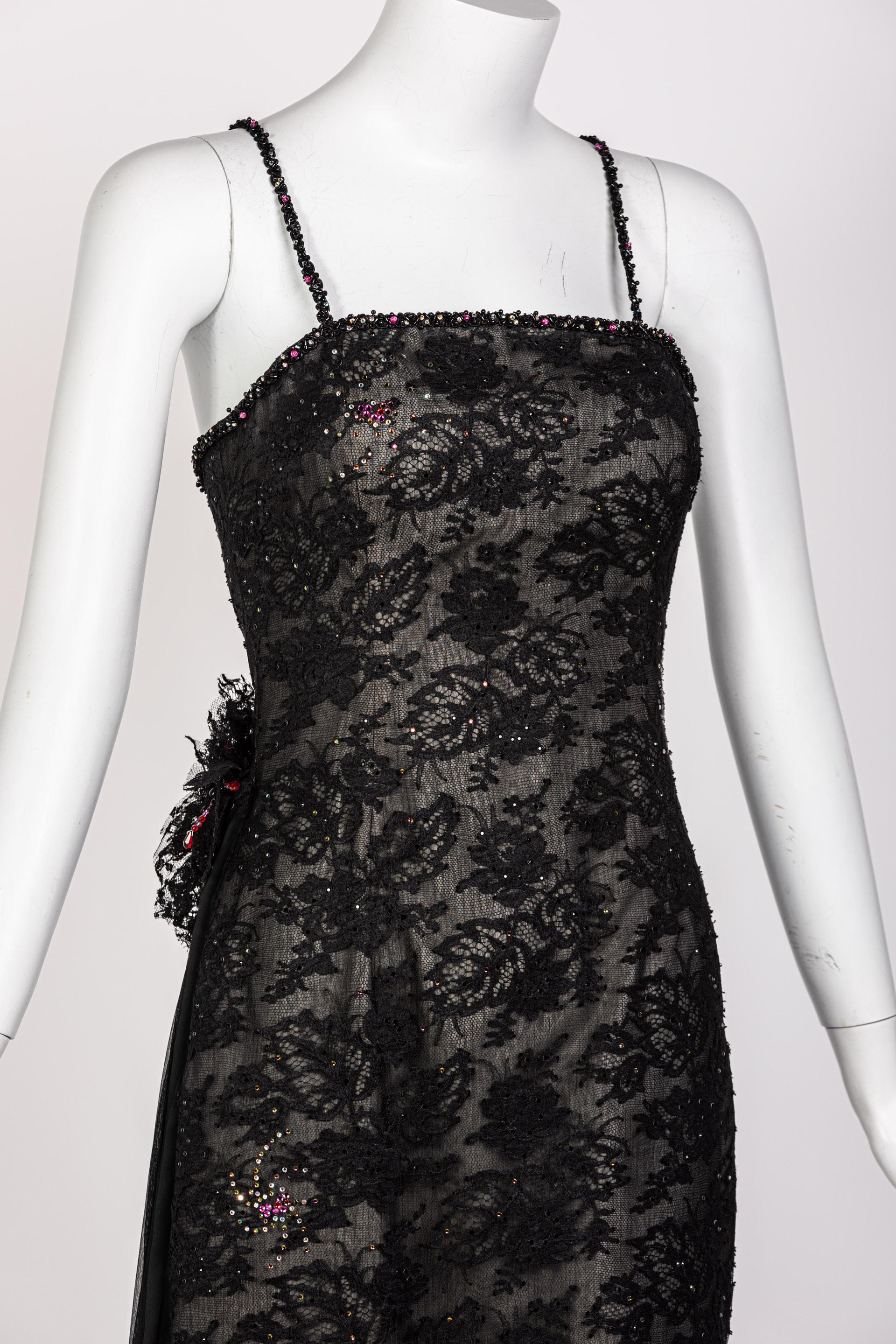 Vintage Sam Carlin Saks Fifth Avenue Black Lace Gown For Sale 6